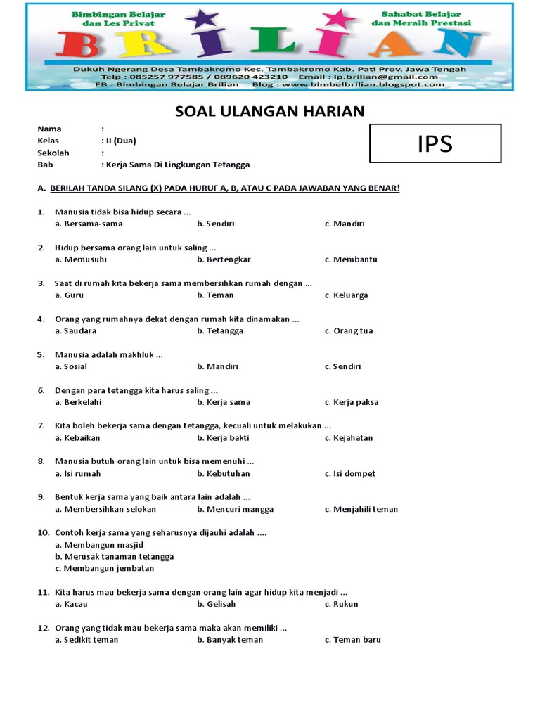 Memantapkan Pemahaman Sejak Dini Contoh Soal Ulangan Harian IPS Kelas