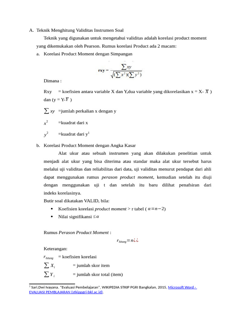 Menghitung Validitas Butir Soal PDF
