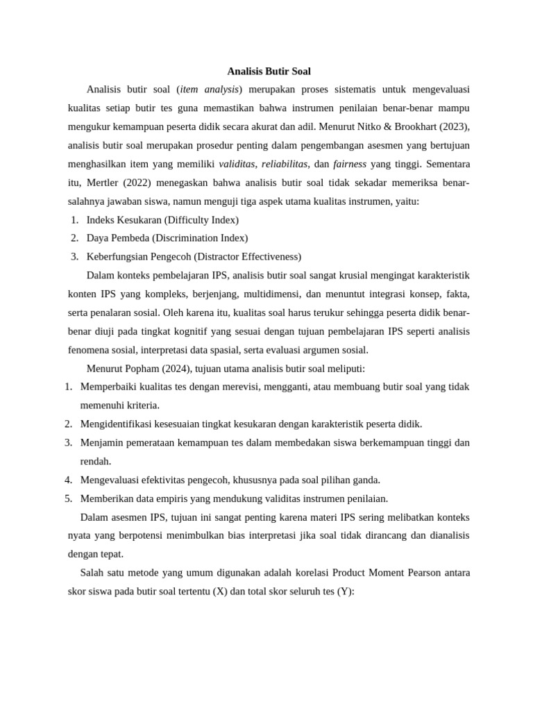 Analisis Butir Soal PDF