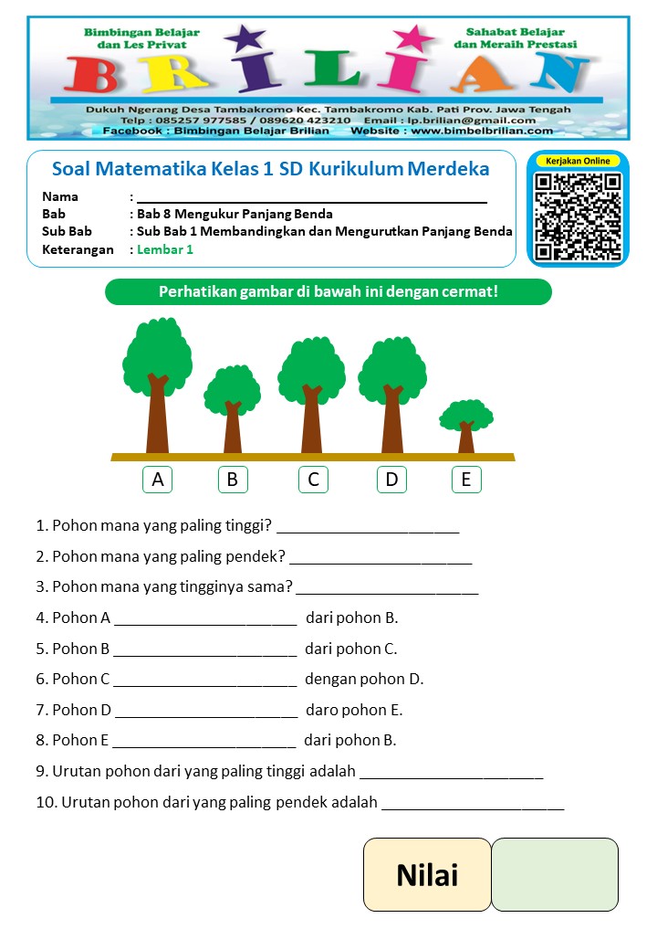 Asah Kemampuan Si Kecil Contoh Soal Pilihan Ganda PG Kelas 1 SD yang