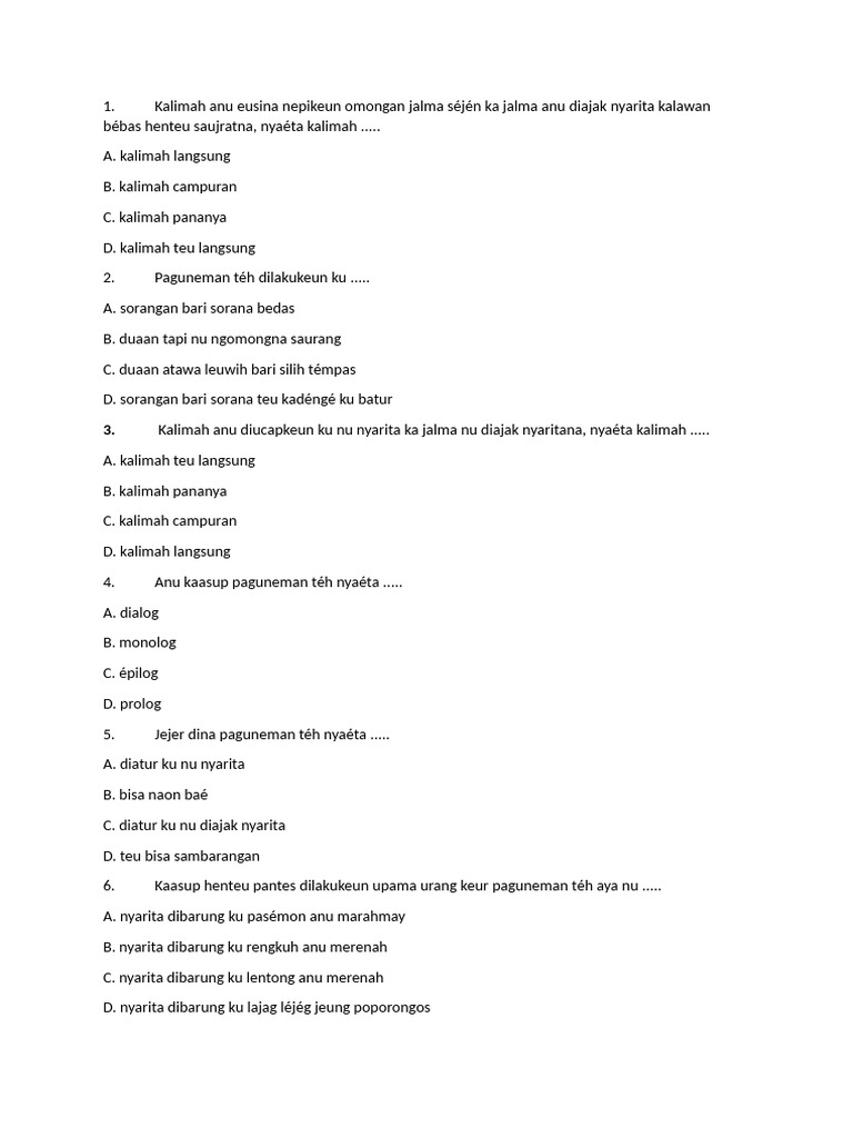 Soal Bahasa Sunda Kelas 7 PDF