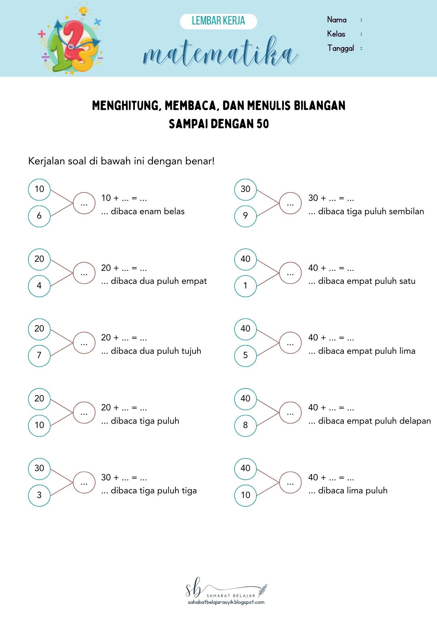 Download LKPD Matematika Menghitung Membaca dan Menulis Bilangan