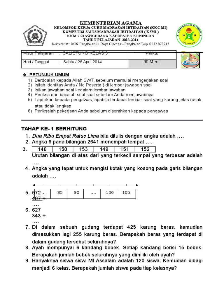 Soal Calistung Kelas 1 Sd 2020 Dalchaebi