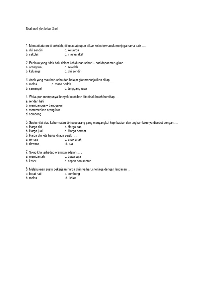Soal Ulangan Kwu PDF