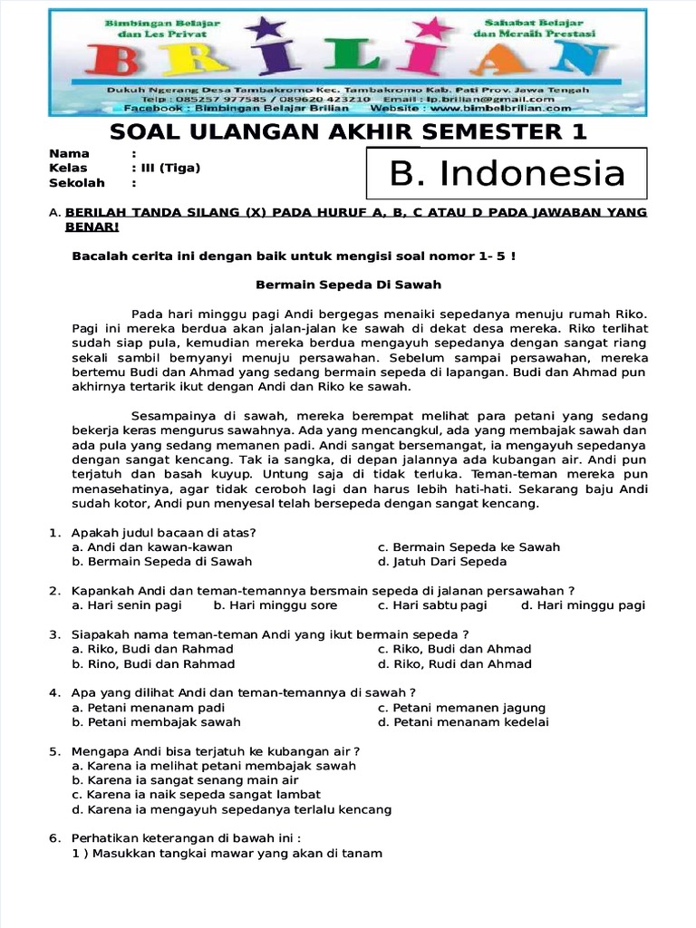 7 Latihan Soal Bahasa Indonesia K13 Kelas 3 yang Wajib Dikuasai Siswa Sebelum Ujian 2026