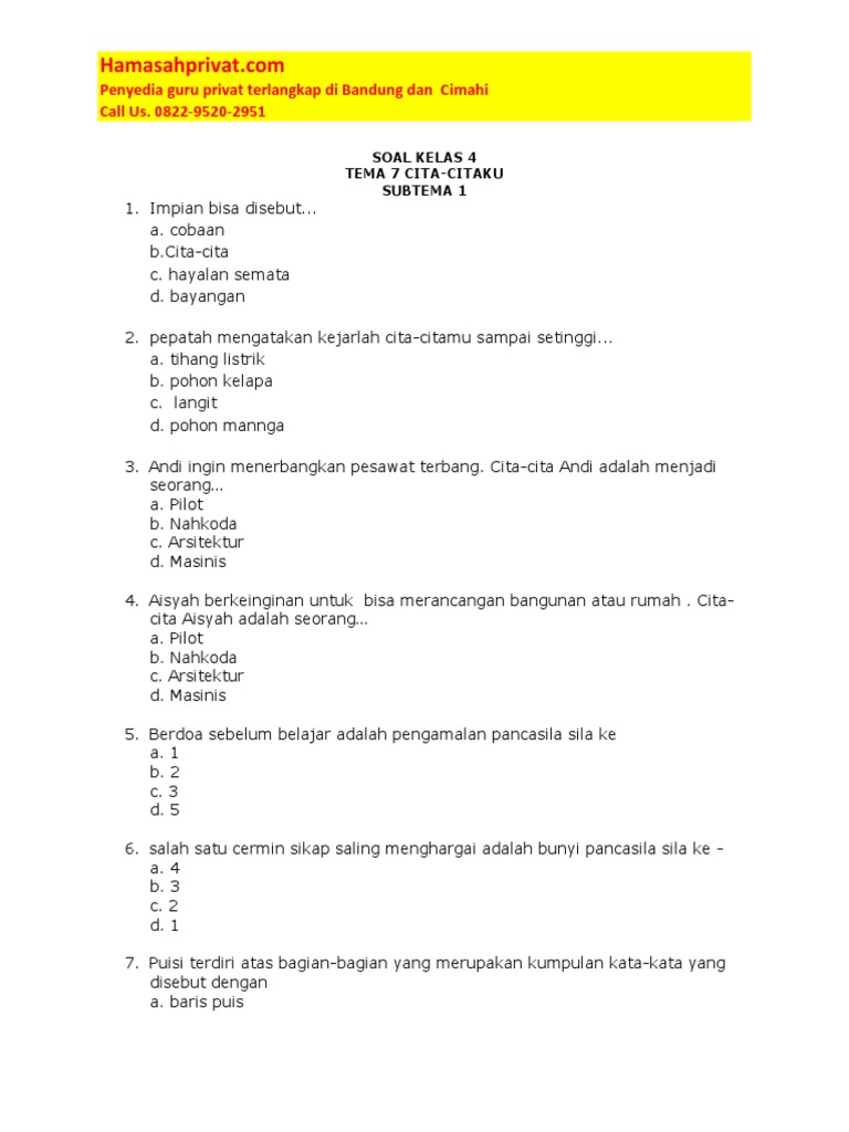 7 Rahasia Soal Amanat Puisi Kelas 4 Tentang Cita-cita yang Terkagum Sebelum Ujian