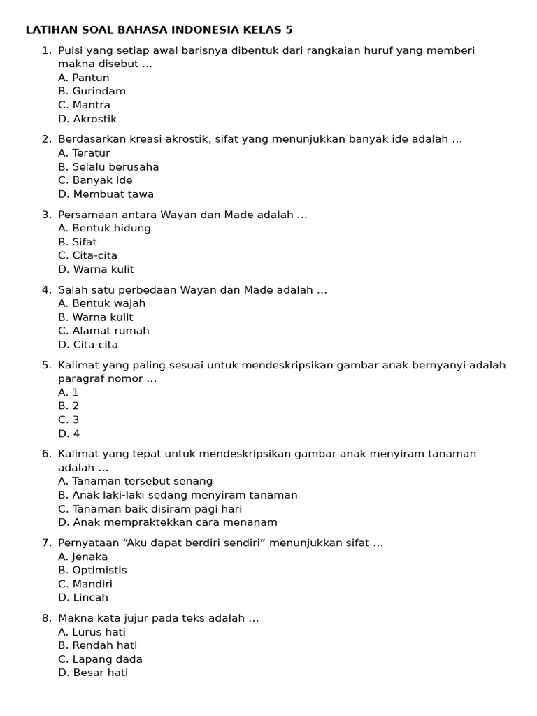 7 Rahasia Soal Bahasa Indoneisa Kelas 5 KD 3.8 yang Wajib Diketahui Sebelum Ujian 2026