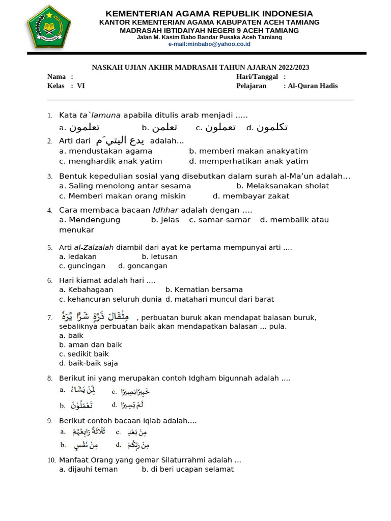 Rahasia Menguasai soal alquran hadis kelas 4 semester 1 dalam 5 Langkah Cepat