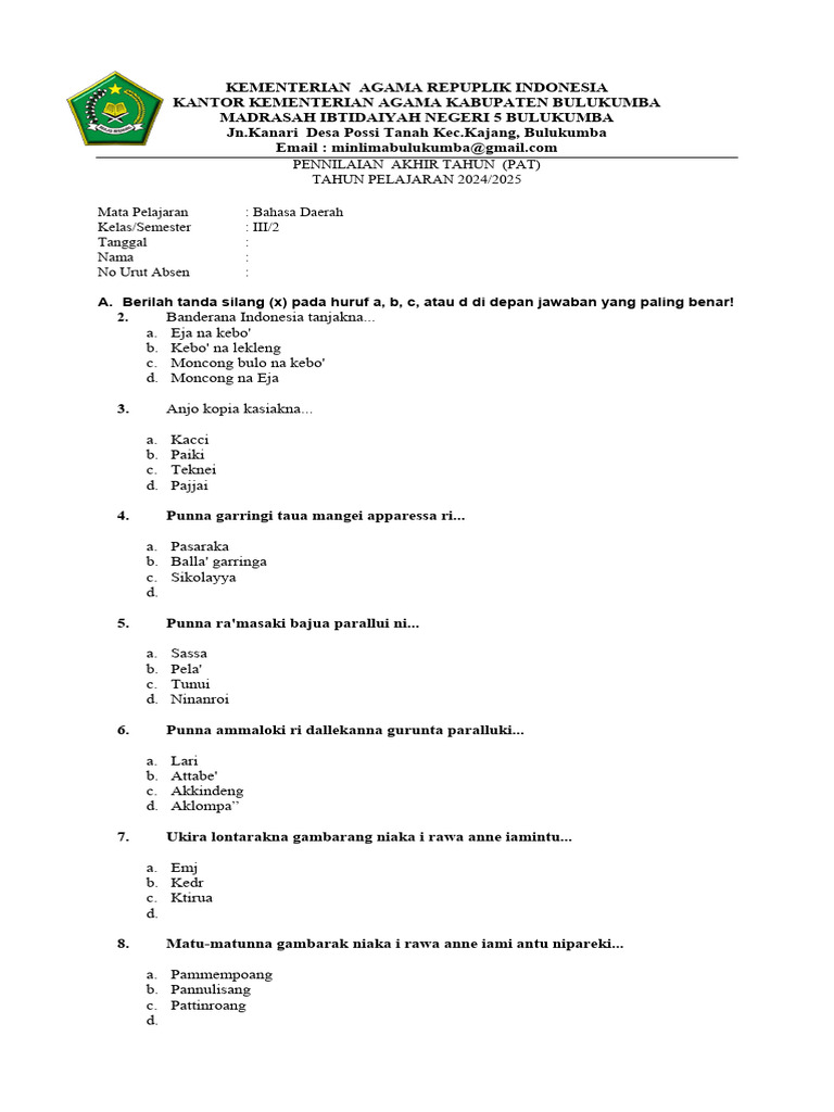Terbukti Rahasia Soal Bahasa Daerah Kelas 3 Semester 2 yang Membuat Anak Sukses di Ujian