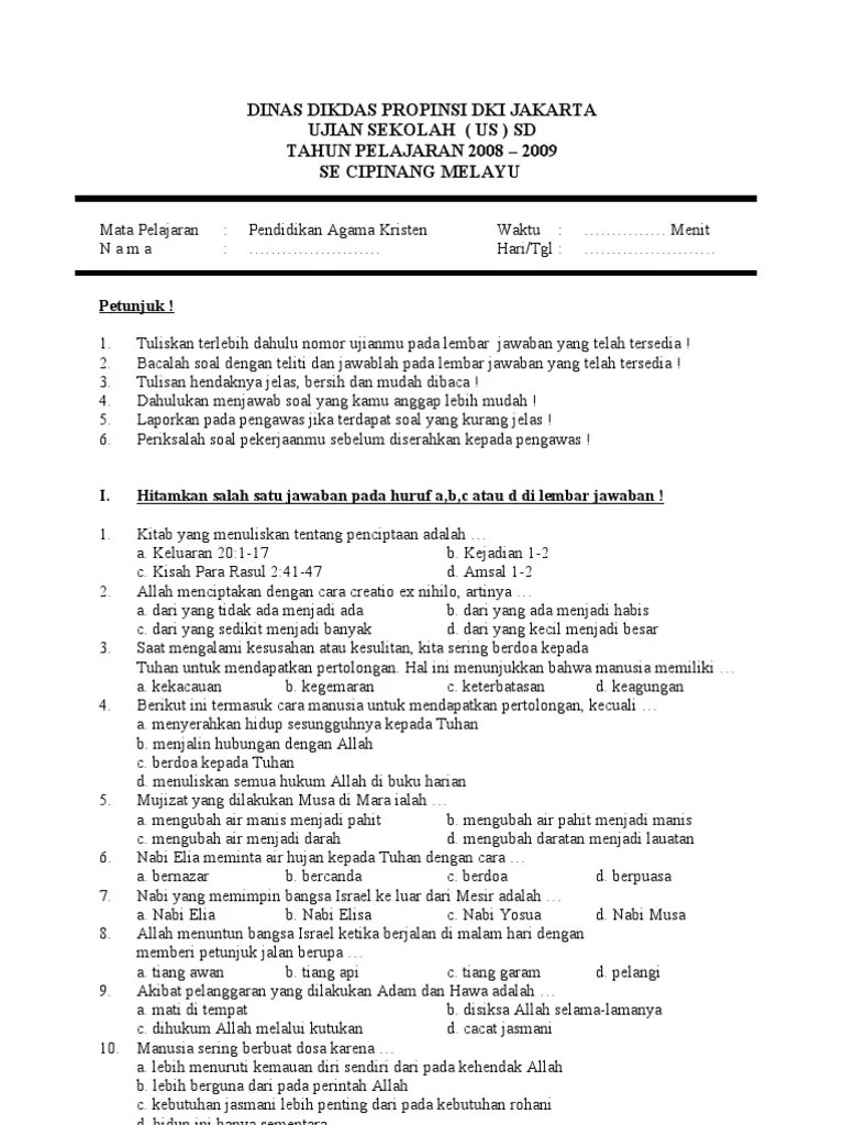 Ternyata Ini Dia Kumpulan Soal dan Jawaban Agama Kristen Kelas 11 Semester 1 yang Sering Muncul di Ujian