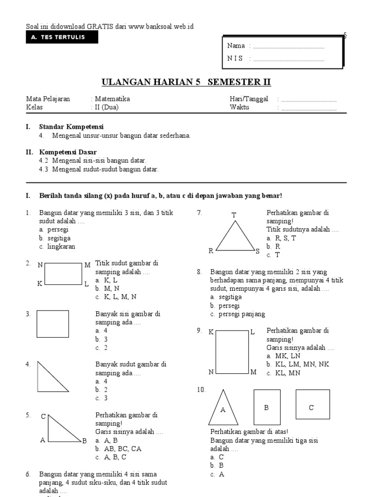 3 Langkah Mudah Kuasai Bank Soal Ulangan Harian Matematika Kelas 5 Semester 2 Sek 3 Langkah Mudah Kuasai Bank Soal Ulangan Harian Matematika Kelas 5 Semester 2 Sek