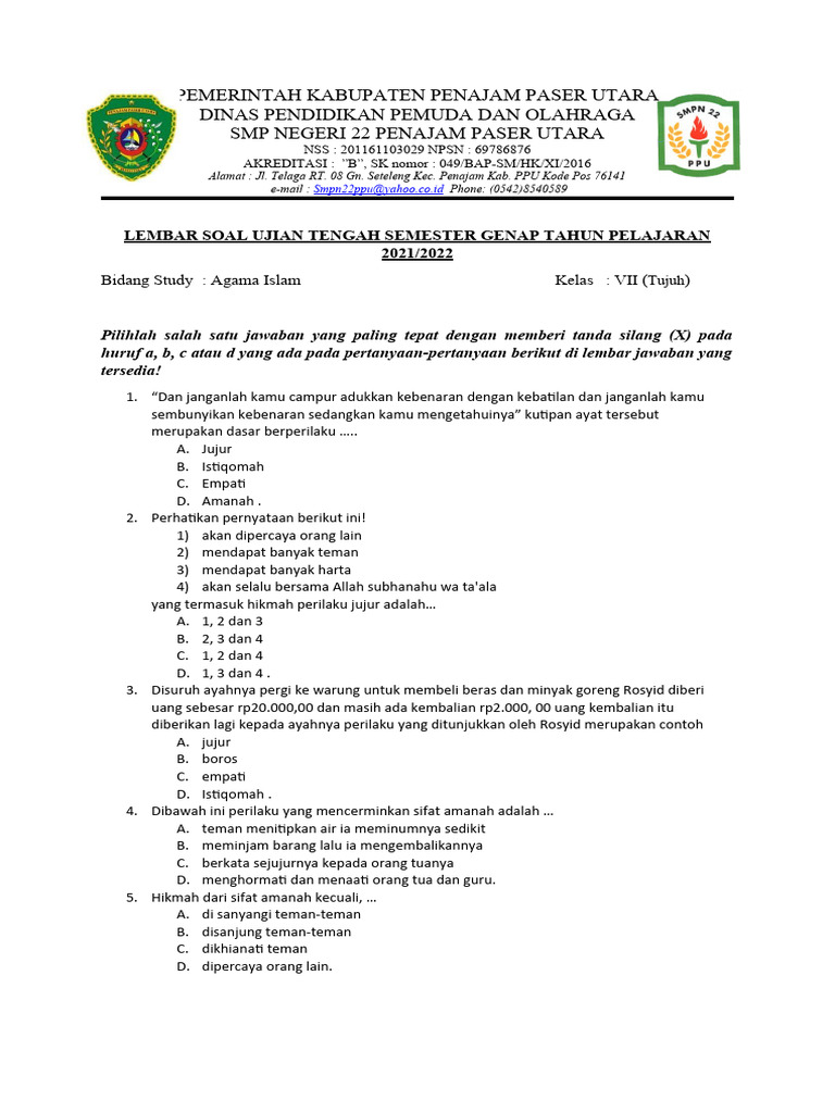 3 Bocoran Soal Agama Islam Kelas 7 Semestr 2 Yang Wajib Kamu Kuasai Sebelum Ujian 3 Bocoran Soal Agama Islam Kelas 7 Semestr 2 Yang Wajib Kamu Kuasai Sebelum Ujian