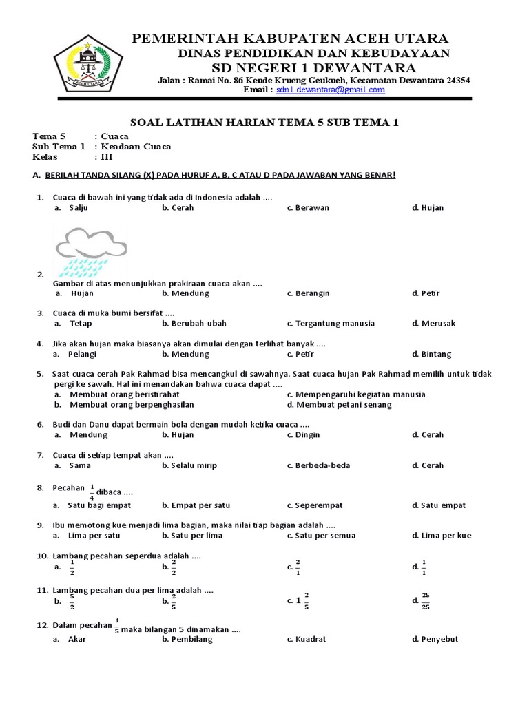 7 Bocoran Soal Tematik Kelas 3 SD Subtema 5 yang Wajib Kamu Kuasai Sekarang 7 Bocoran Soal Tematik Kelas 3 SD Subtema 5 yang Wajib Kamu Kuasai Sekarang