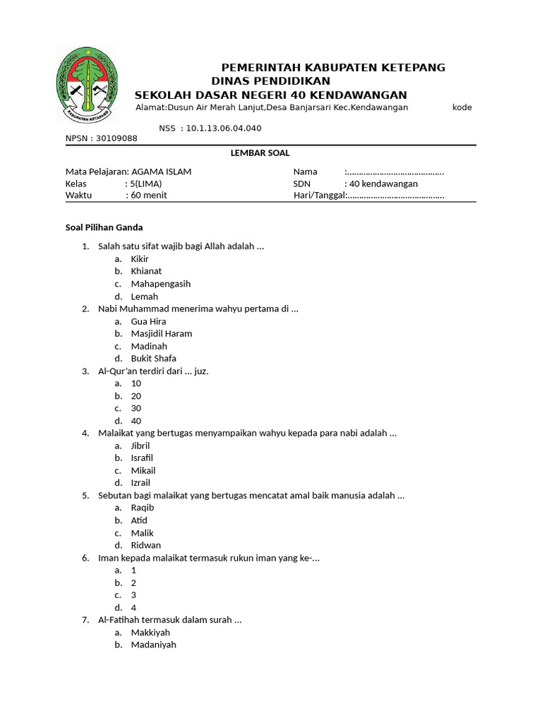 Rahasia Lulus Ujian dengan Soal Agama Islam Kelas 5 Semester 2 Kurikulum 2013 Terbaru